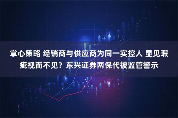 掌心策略 经销商与供应商为同一实控人 显见瑕疵视而不见？东兴证券两保代被监管警示